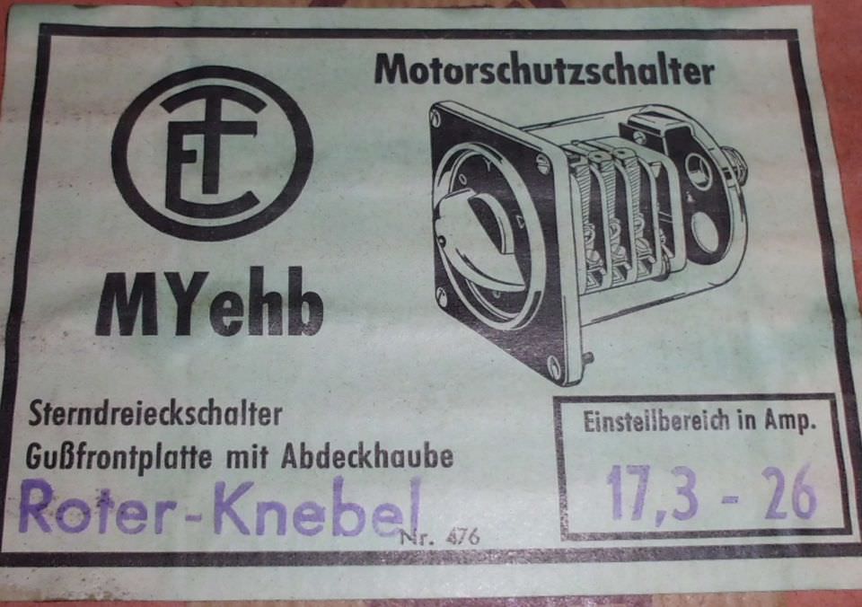 Motorschutzschalter, Sterndreieck von E-T - MYehb (passen für Altendorf  Sägen)