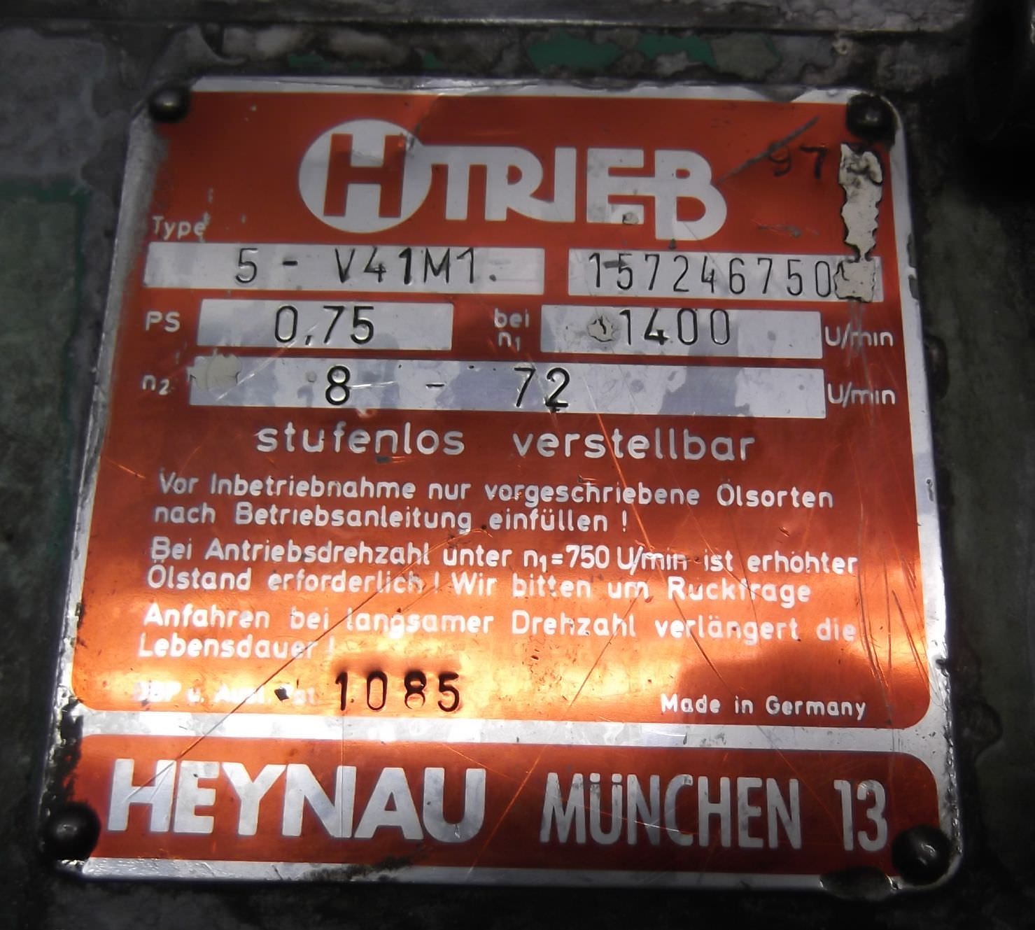 regelbarer Getriebemotor 0,55 kW 8-72 U/min von HTRIEB - 5-V41M1 – Bild 7