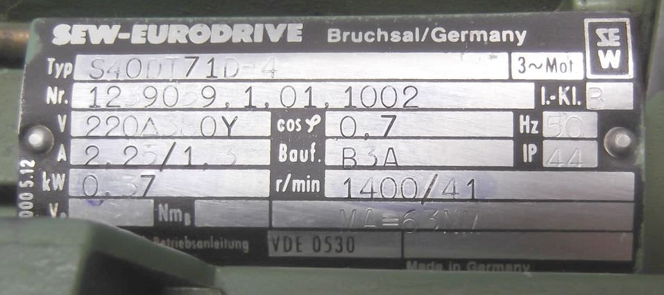 Getriebemotor 0,37 kW 41 U/min von SEW EURODRIVE - S40DT71D-4 – Bild 8