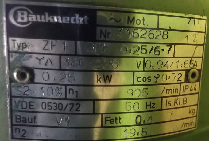 Getriebemotor 0,25 kW 19,5 U/min von Bauknecht - ZF1GRF0,25/6-7 – Bild 4