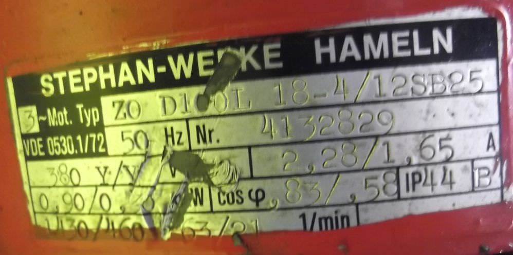 Getriebemotor 0,5/0,9 kW 21/63 U/min von Stephan Werke - ZOD100L18-4/12SB25 – Bild 5