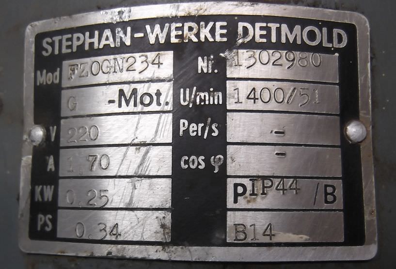 Getriebemotor 0,25 kW 51 U/min von Stephan Werke - FZOGN234 – Bild 4