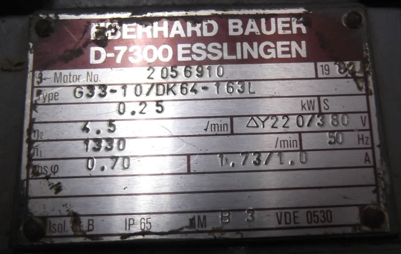 Getriebemotor 0,25 kW 4,5 U/min von Bauer - G33-10/DK64-163L – Bild 5