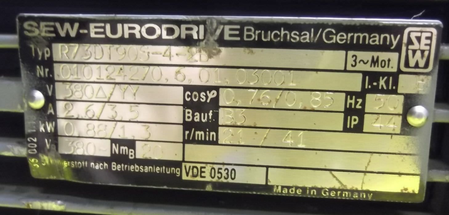 Getriebemotor 0,88/1,3 kW 21/41 U/min von SEW Eurodrive - R73WD90S-4 – Bild 4