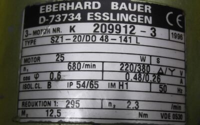 Getriebemotor 0,025 kW 2,3 U/min von Bauer - SZ1-20/DO48-141L – Bild 4