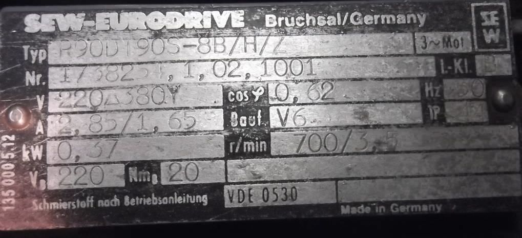 Getriebemotor 0,37 kW 3,5 U/min von SEW Eurodrive - R90DT90S-8B/H/Z – Bild 4