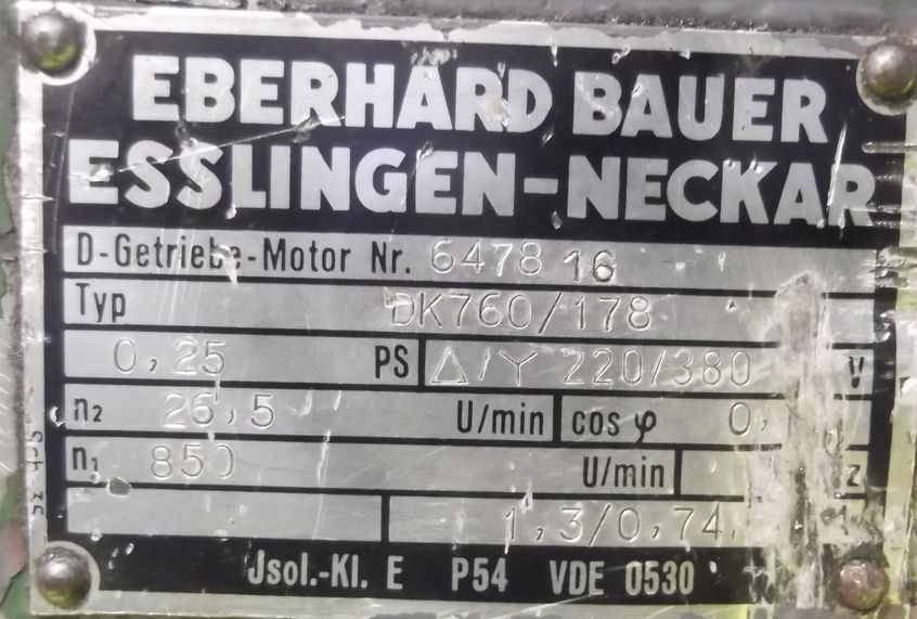 Getriebemotor 0,18 kW 26,5 U/min von Bauer - D0060/101 DK760/178 – Bild 9