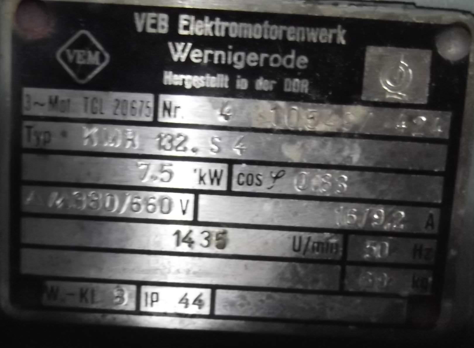 Elektromotor 7,5 kW 1435 U/min von VEM - KMER132S4 – Bild 4