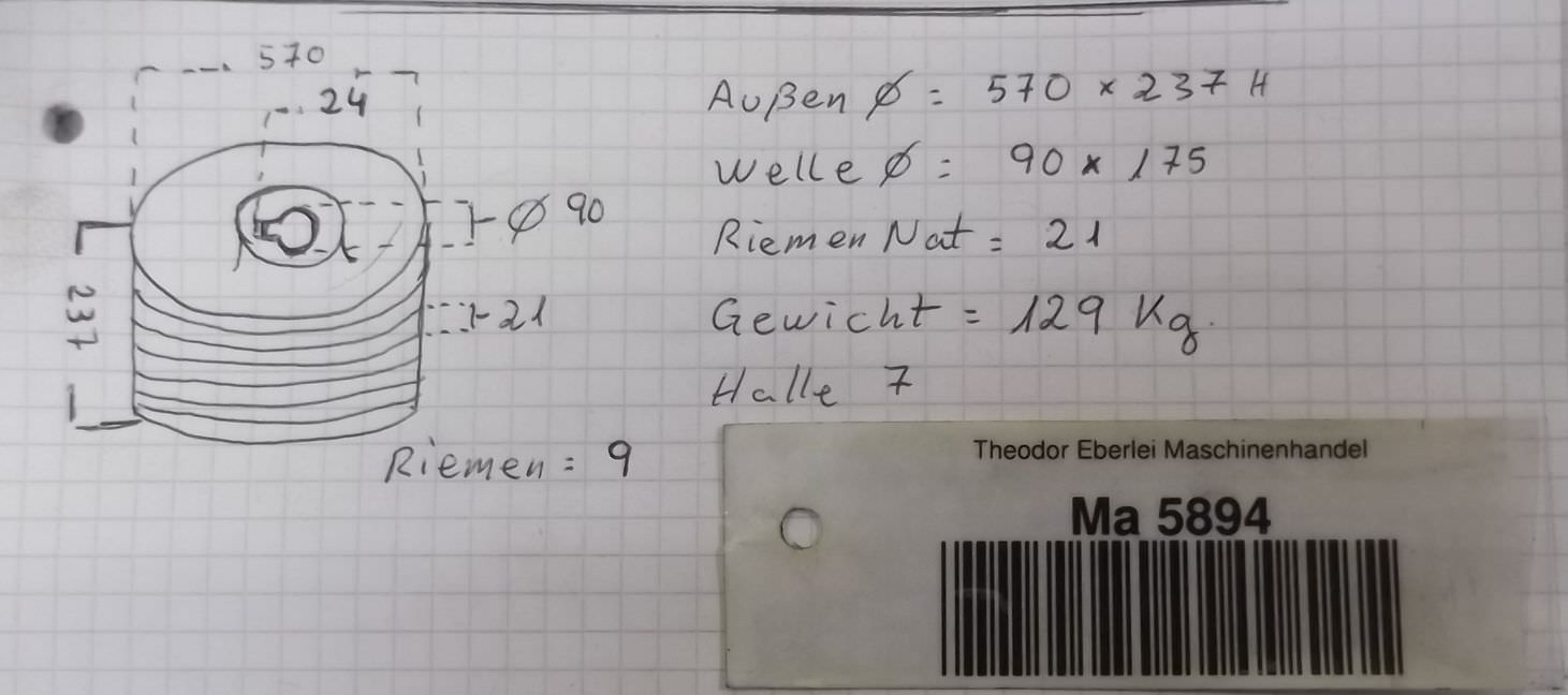 Keilriemenscheibe 9 rillig von Guss - SPC 570-9 (22 mm) – Bild 5