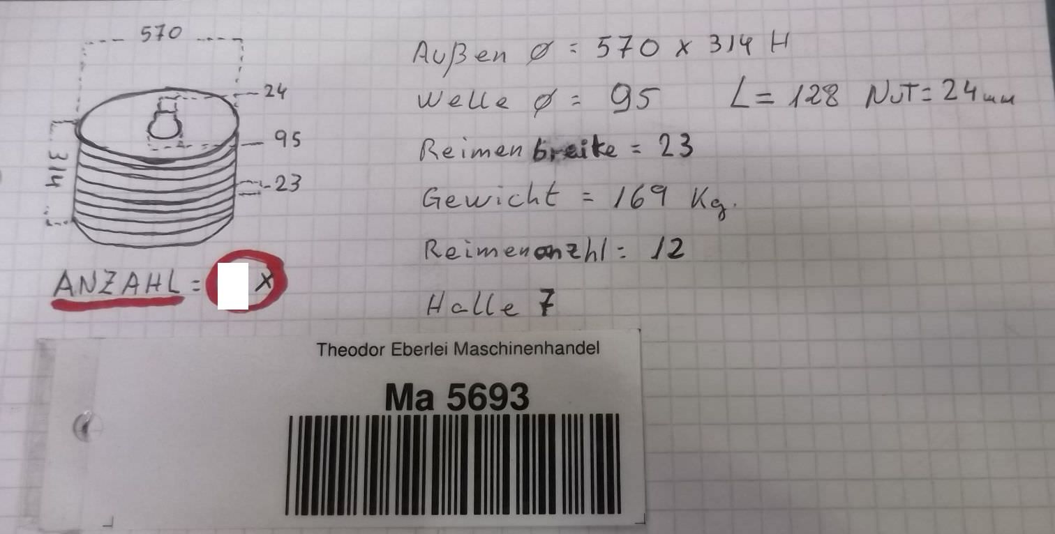 Keilriemenscheibe 12 rillig von Guss - SPC 570-12 (22 mm) – Bild 4