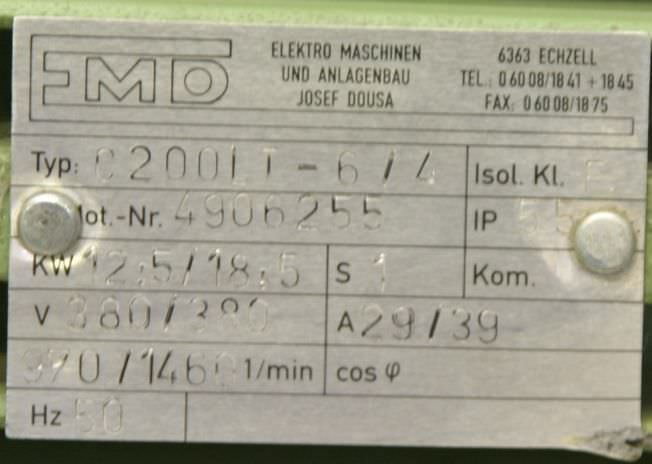 Elektromotor 12,5/18,5 kW 970/1460 U/min von EMD - C200LT-6/4 – Bild 4