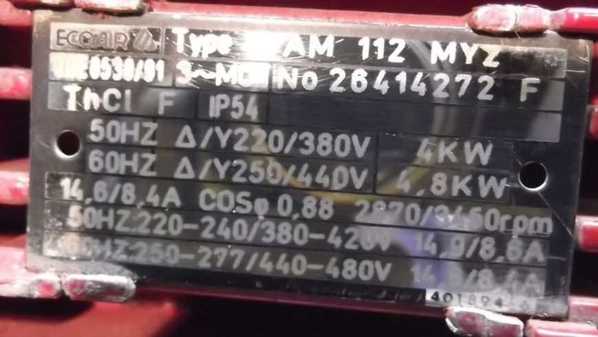 Elektromotor 4 kW 2870 U/min von Ecoair AEG - AM112MYZ – Bild 5