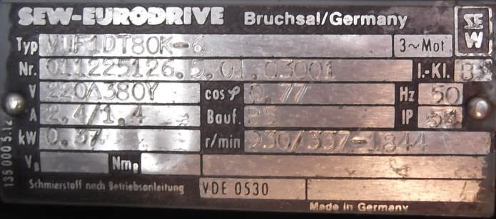 regelbarer Getriebemotor 0,37 kW 1,2-6 U/min von SEW Eurodrive - R72-43-V01 – Bild 4