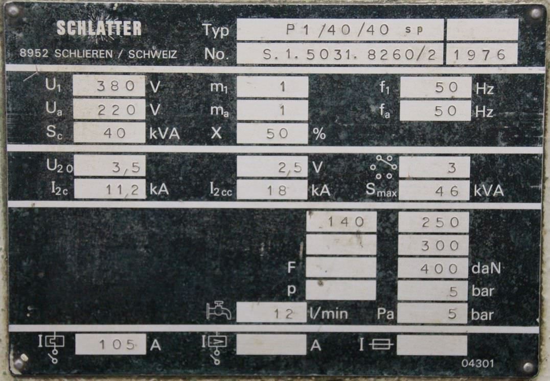 Punktschweißmaschine 40 kVA von Schlatter - 1MX121T25/P1 – Bild 11