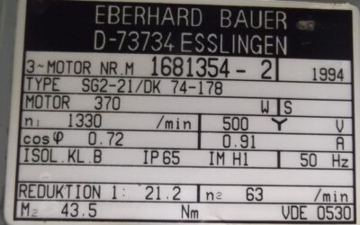 Getriebemotor 0,37 kW 63 U/min von Bauer - SG2-21/DK74-178 – Bild 4
