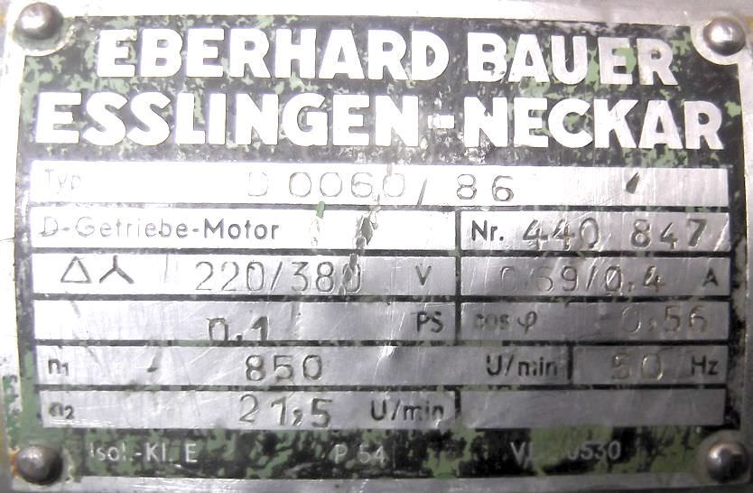 Getriebemotor 0,075 kW 21,5 U/min von Bauer - D0060/86 – Bild 4