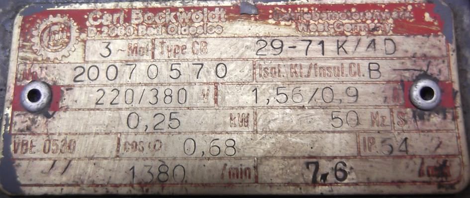 Getriebemotor 0,25 kW 7,6 U/min von Bockwoldt - CB29-71K/4D – Bild 4