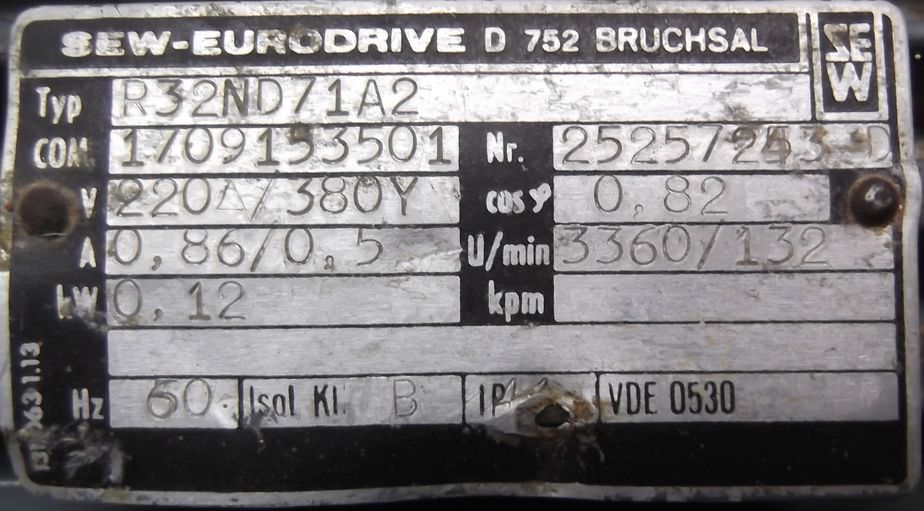 Getriebemotor 0,12 kW 132 U/min von SEW Eurodrive - R32ND71A2 R32WD71A2 – Bild 4