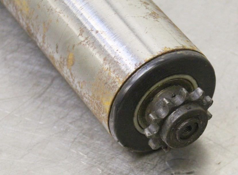 Förderbandrollen Transportrollen von Stahl - Ø 80 x 800 mm mit Kettenrad – Bild 2