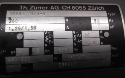 Elektromotor 0,48/0,3 kW 700/1400 U/min von Zürrer - TFVB9 95/4-8 – Bild 4