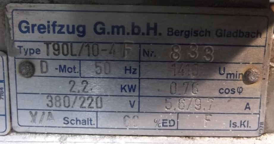 Greifzugmotor 2,2 kW 1410 U/min von Greifzug - T90L/10-4F – Bild 5