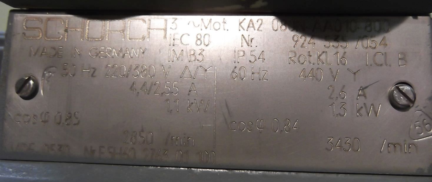 Elektromotor 1,1 kW 2850 U/min von Schorch - KA2 080N-AA010-800 – Bild 14