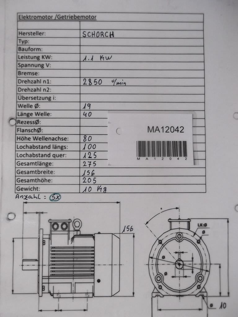 Elektromotor 1,1 kW 2850 U/min von Schorch - KA2 080N-AA010-800 – Bild 5