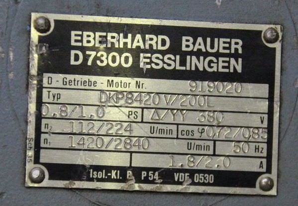 Getriebemotor 0,5/0,7 kW 112/224 U/min von Bauer - DKP8420V/200L – Bild 4