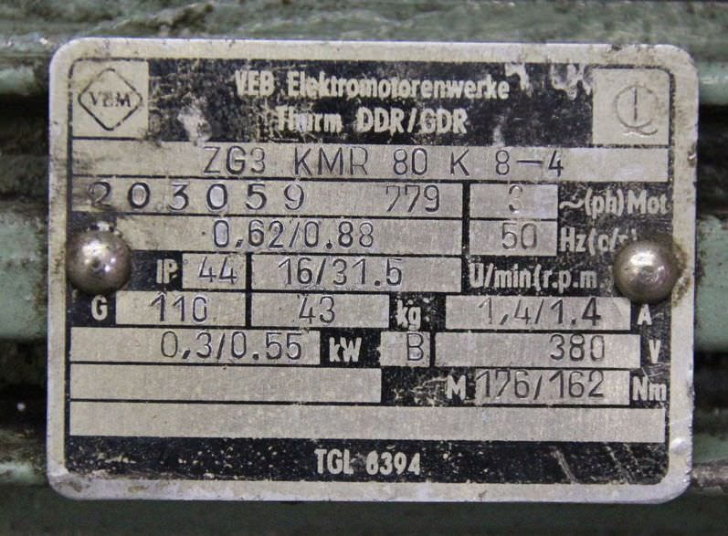 Getriebemotor 0,3/0,55 kW 16/31,5 U/min von VEM - ZG3KMR80K8-4 – Bild 4