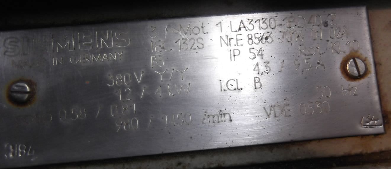 Elektromotor 1,2/4 kW 980/1450 U/min von Siemens - 1LA3130-1BD40-Z – Bild 4