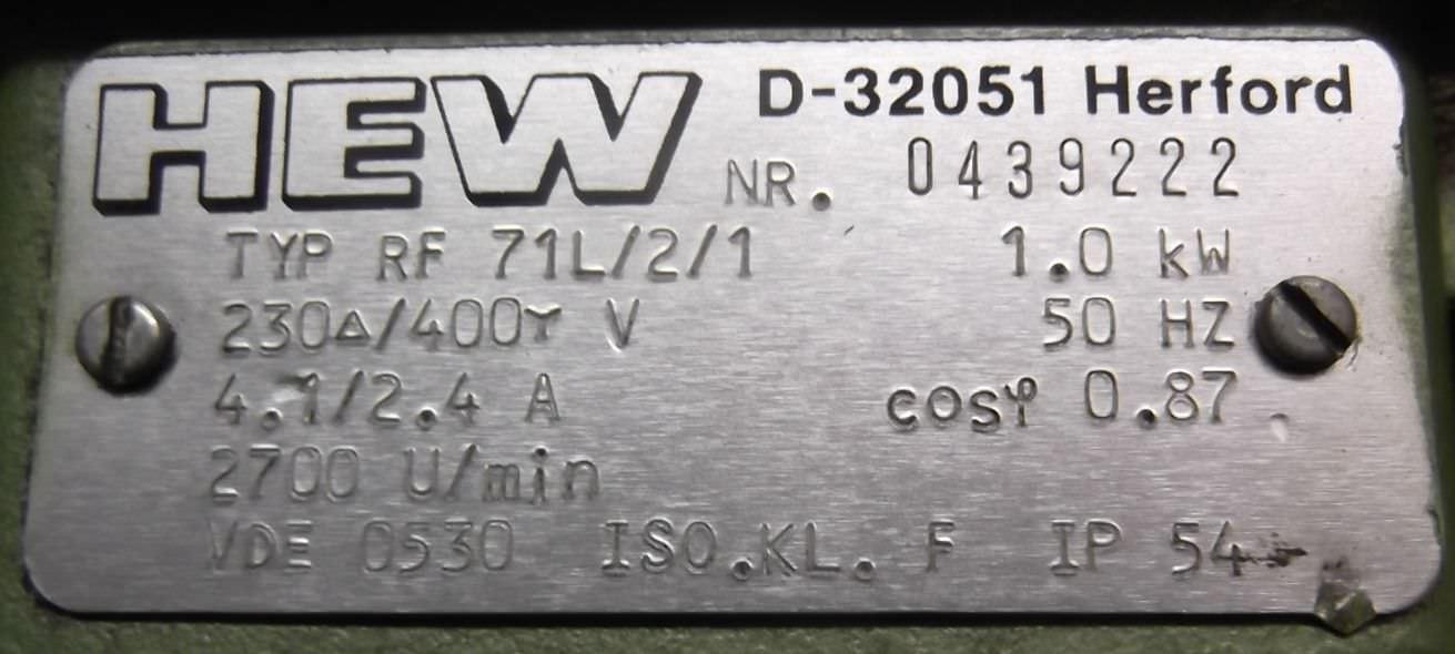 Elektromotor 1 kW 2700 U/min von HEW - RF71L/2/1 – Bild 8
