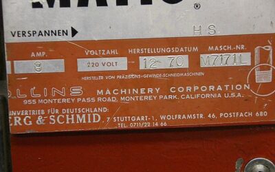 Gewindeschneidmaschine 2 Zoll von Collins - 22 A – Bild 7
