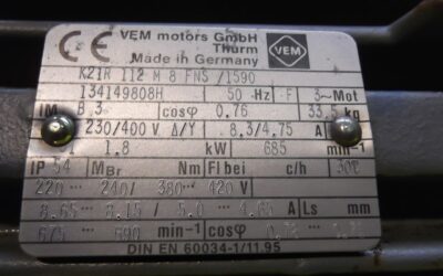 Elektromotor 1,8 kW 685 U/min von VEM - K21R 112 M 8 FNS/1590 – Bild 4
