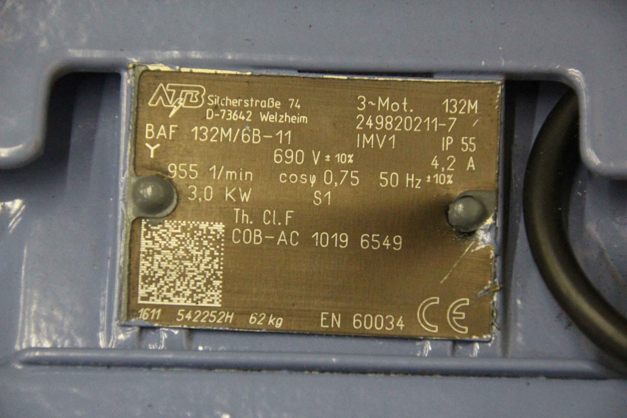 Elektromotor 3 kW 955 U/min von ATB - BAF 132M/6B-11 – Bild 5