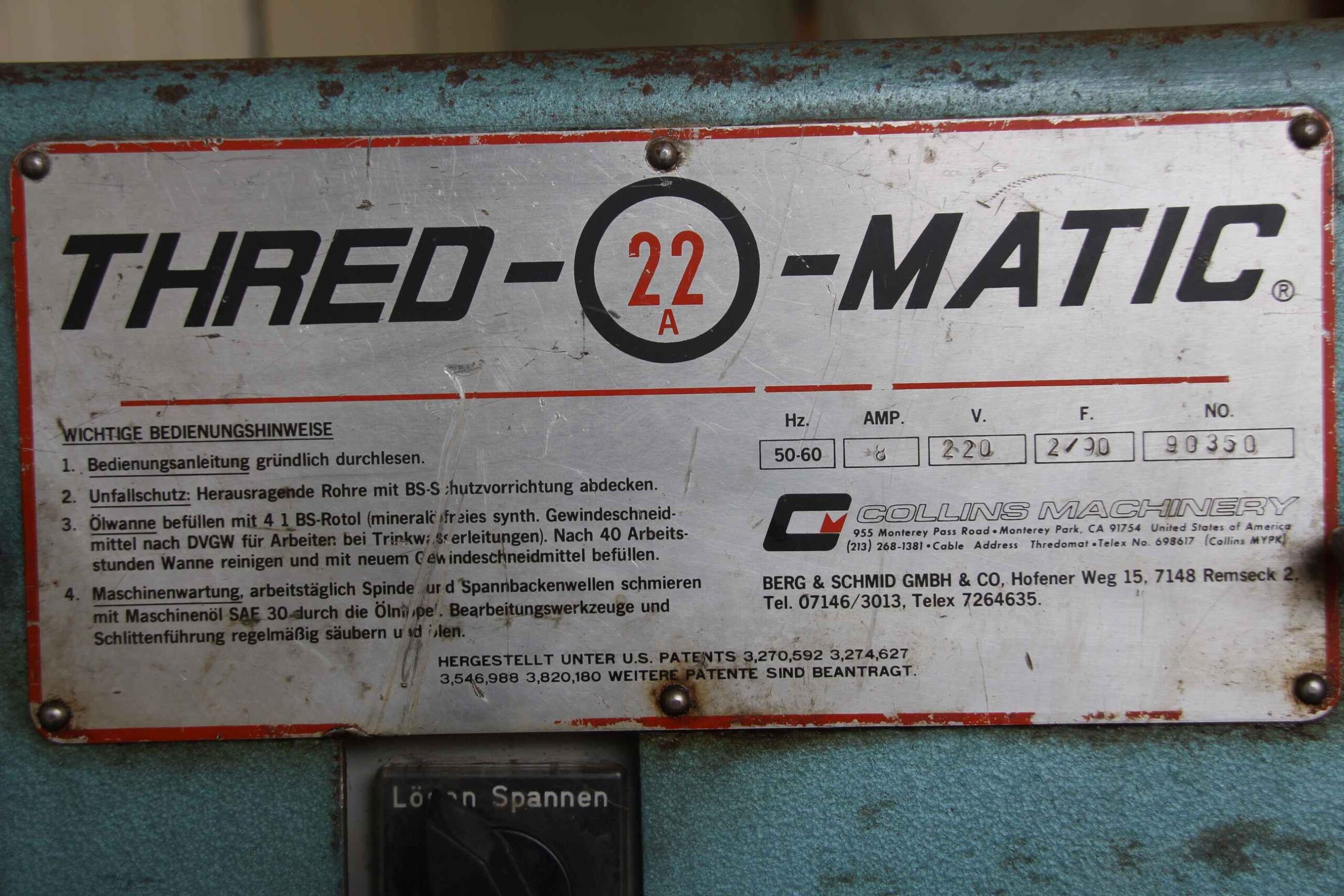 Gewindeschneidmaschine 2 Zoll von Collins - 22 A – Bild 10