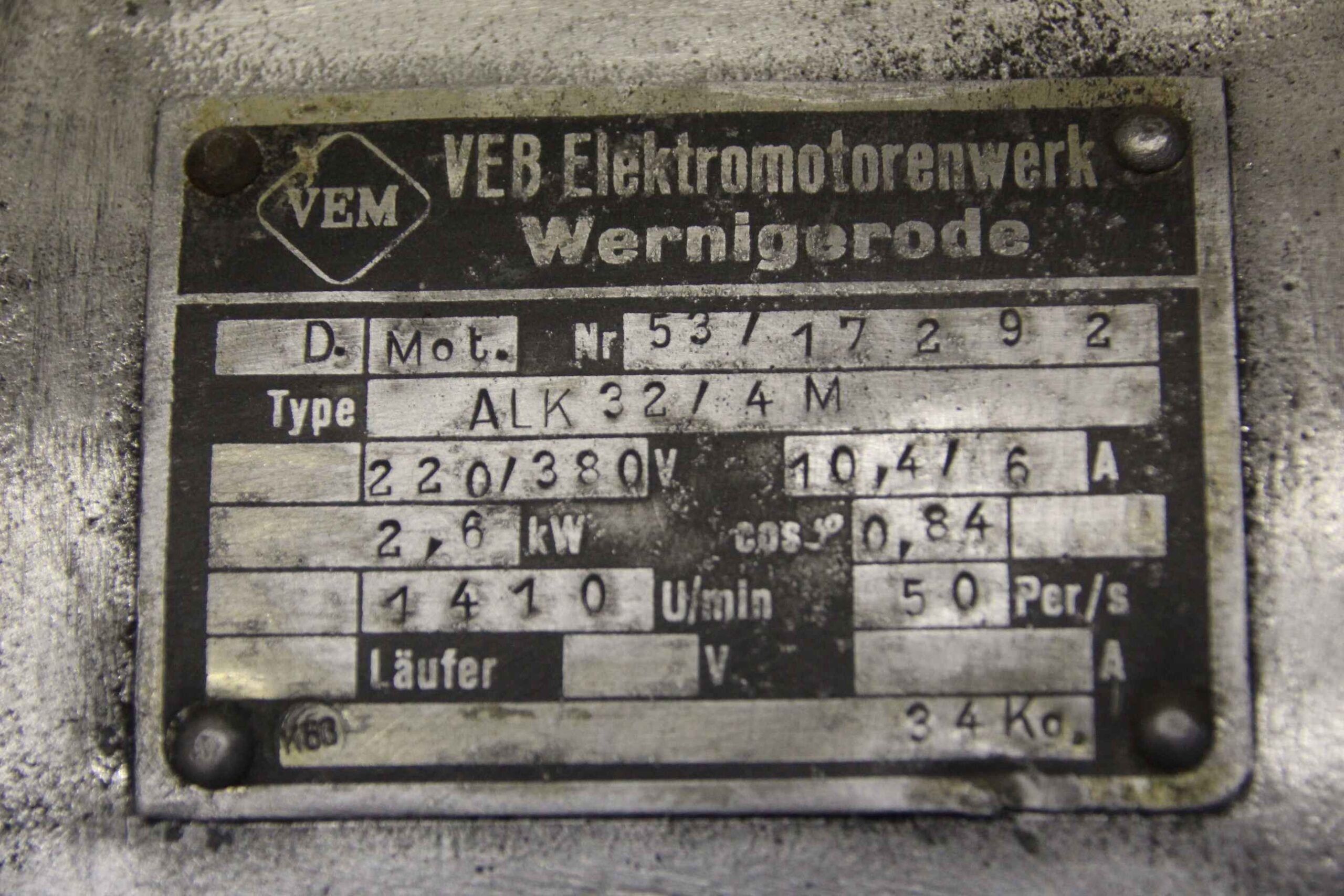 Elektromotor 2,6 kW 1410 U/min von VEM - ALK 37/4M – Bild 4