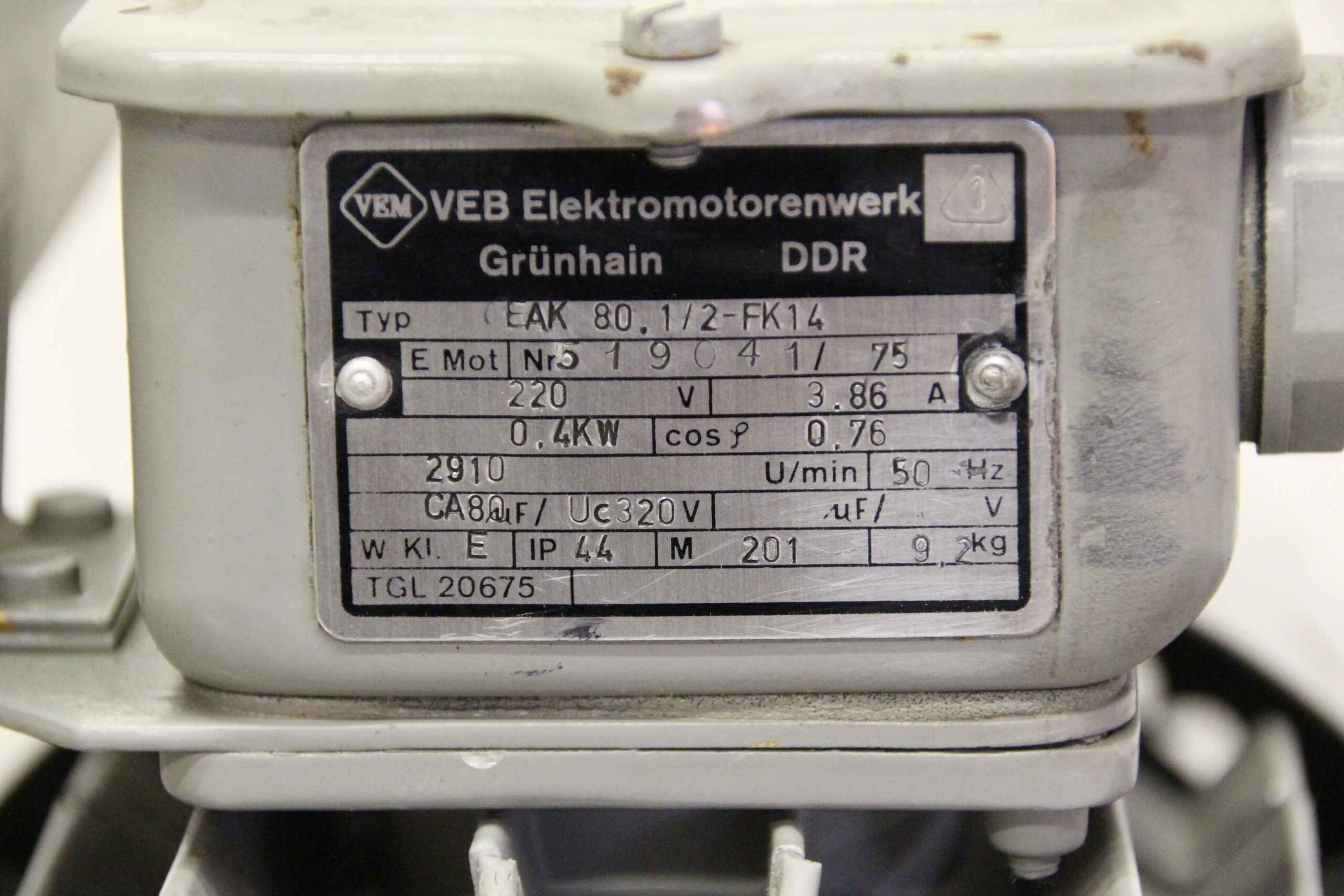 Elektromotor 0,4 kW 2910 U/min von VEM - EAK 80.1/2-FK14 – Bild 4