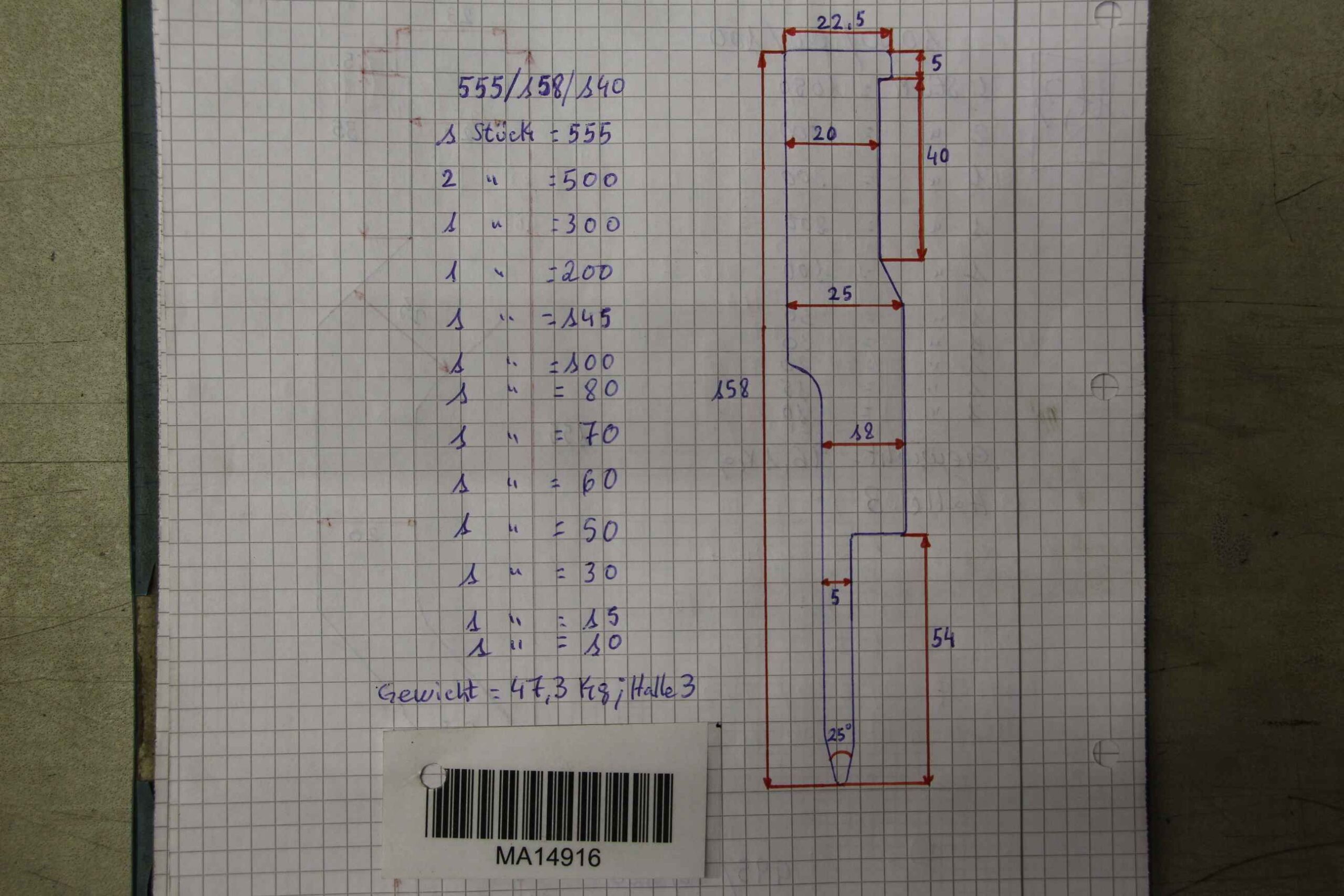 Abkantwerkzeug geteilt 2615 mm von unbekannt - 25/158 mm 25° – Bild 5