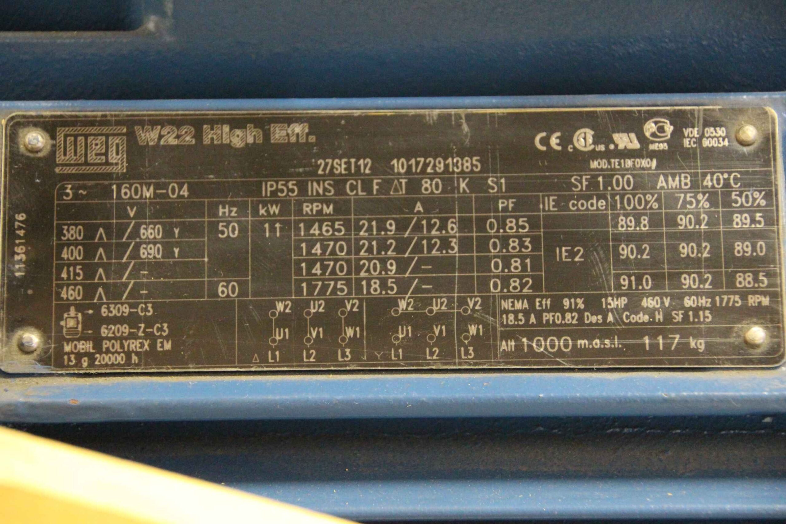 Elektromotor 11 kW 1465 U/min von Weg** - W22 160M-04 – Bild 4