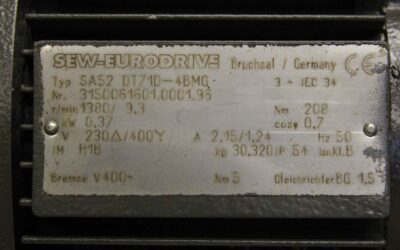 Getriebemotor 0,37 kW 9,3 U/min von SEW-Eurodrive - SA52 DT71D-4BMG – Bild 4
