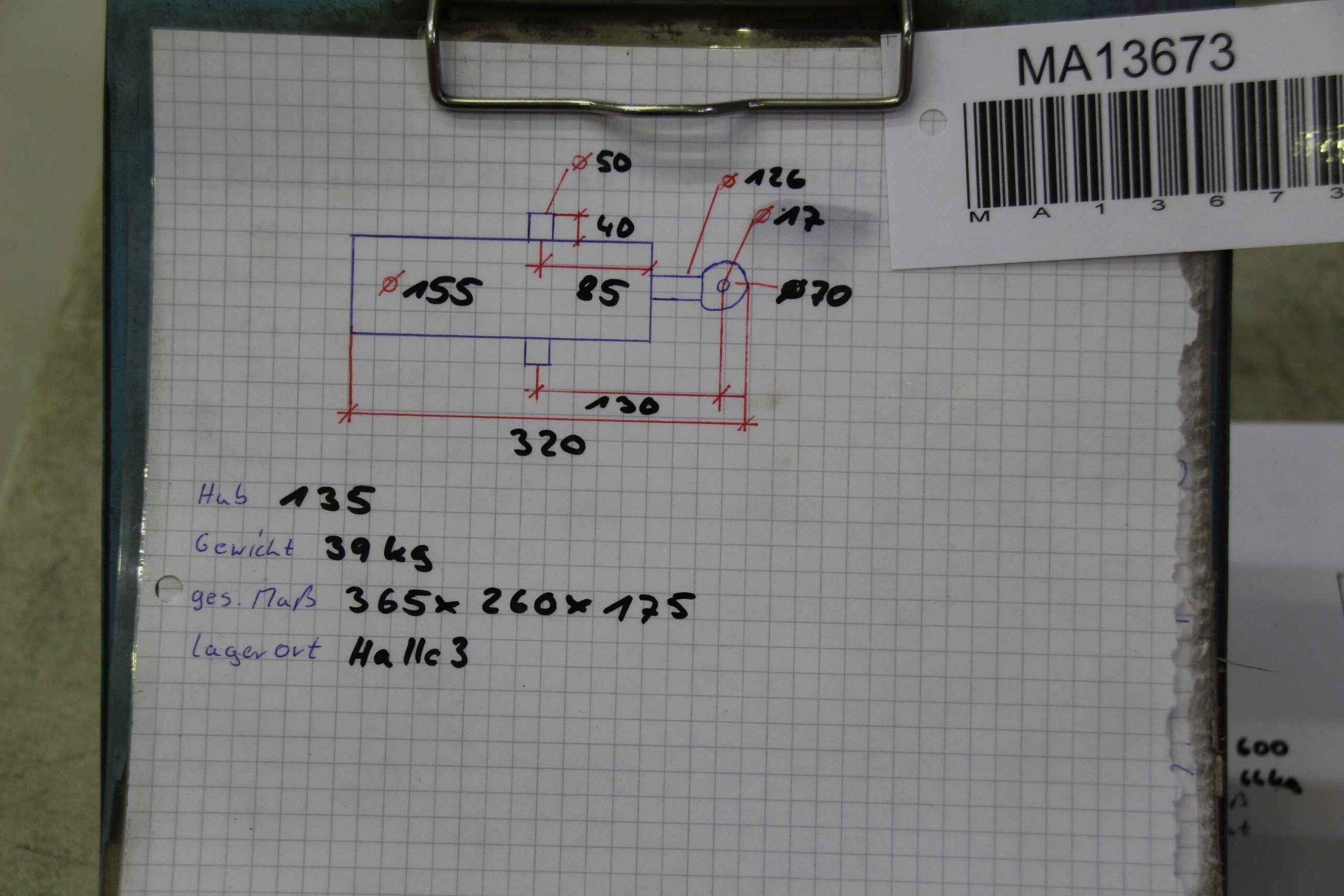 Hydraulikzylinder von unbekannt - Hub 135 mm – Bild 5