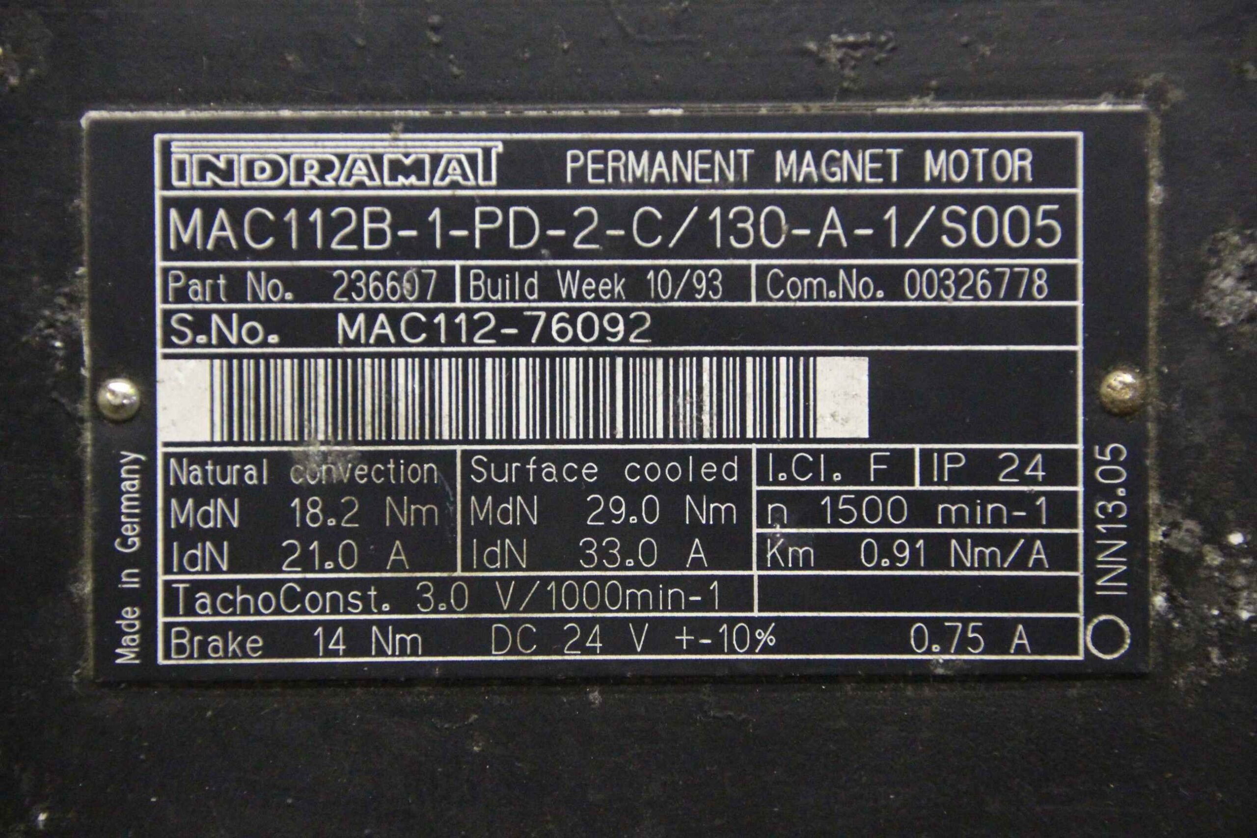 Permanent Magnet Motor von Indramat Schleicher - MAC112B-1-PD-2-C/130-A-1/S005 – Bild 4