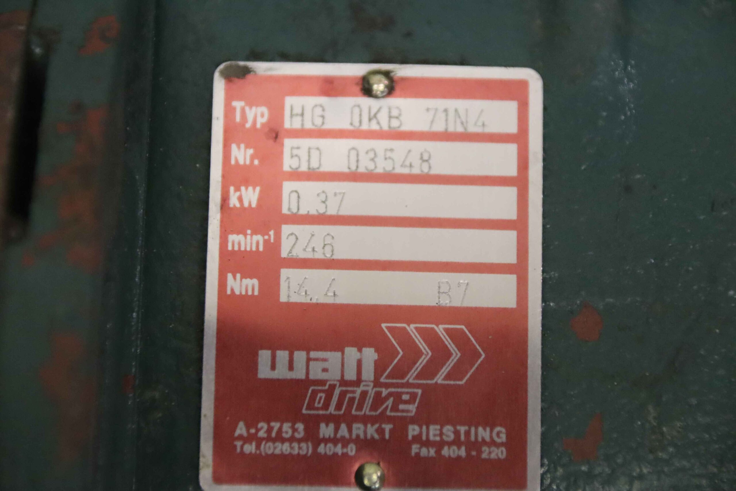 Getriebemotor 0,37 kW 246 U/min von Watt Drive - HG OKG 71N4 – Bild 5