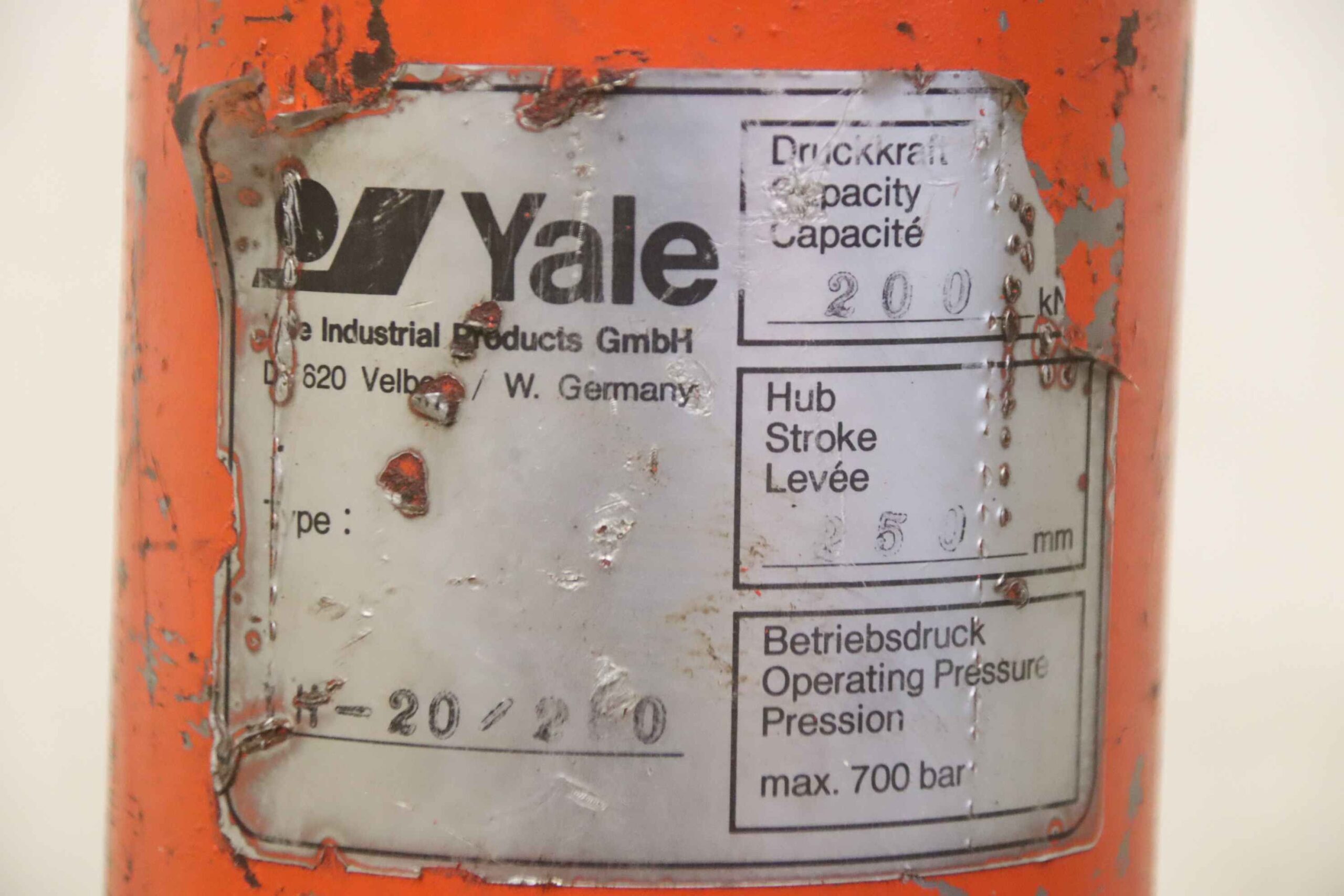 Hydraulikzylinder 700 bar von Yale - H-20/250 Hub 250 mm – Bild 4