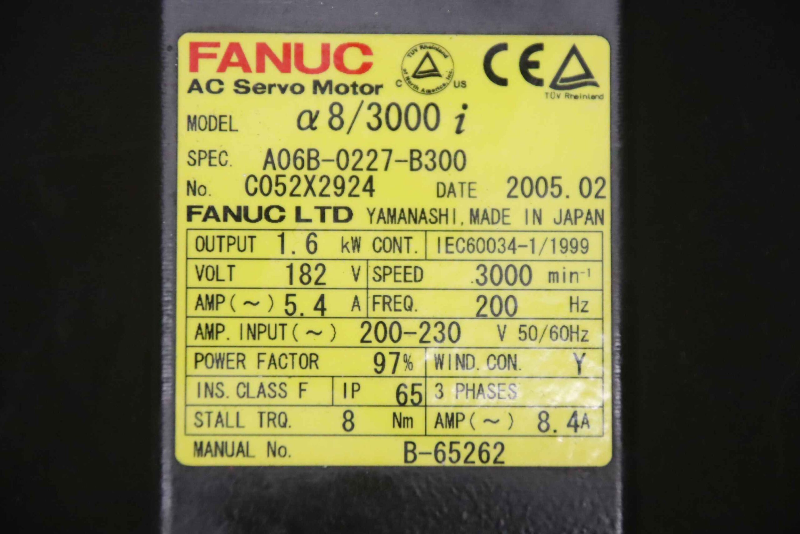 Servomotor 1,6 kW 3000 U/min von Fanuc Santenberg - A06B-0227-B300 GTC S 2 – Bild 4