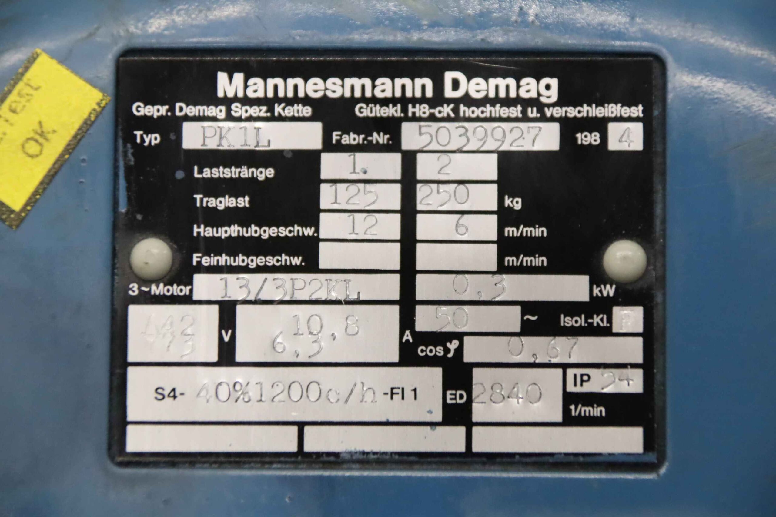 Kettenzug 125/250 kg von Demag - PK1L – Bild 4