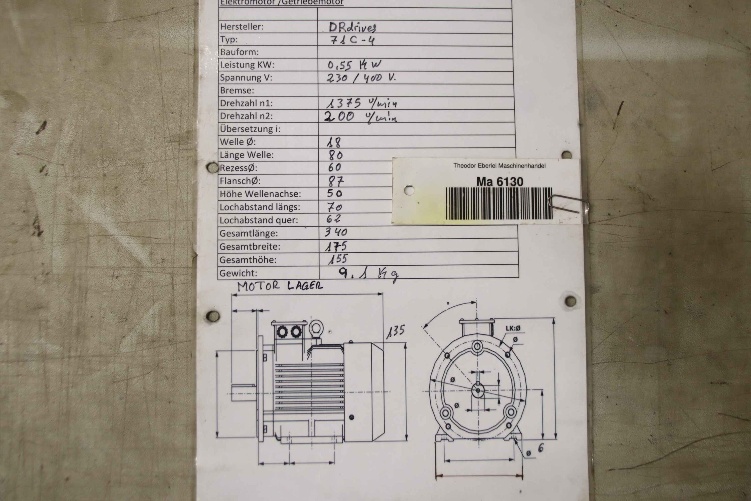 Getriebemotor 0,55 kW 183 U/min von Motovario - NHRV/ 040 71C-4 – Bild 8