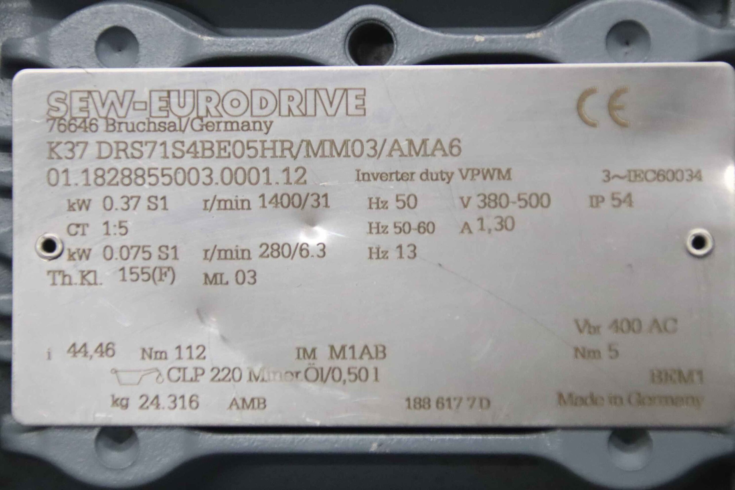 Getriebemotor 0,37-0,075 kW 31-6,3 U/min von SEW-Eurodrive - KAF37 DRS71S4BE05HR/MM03/AMA6 – Bild 4