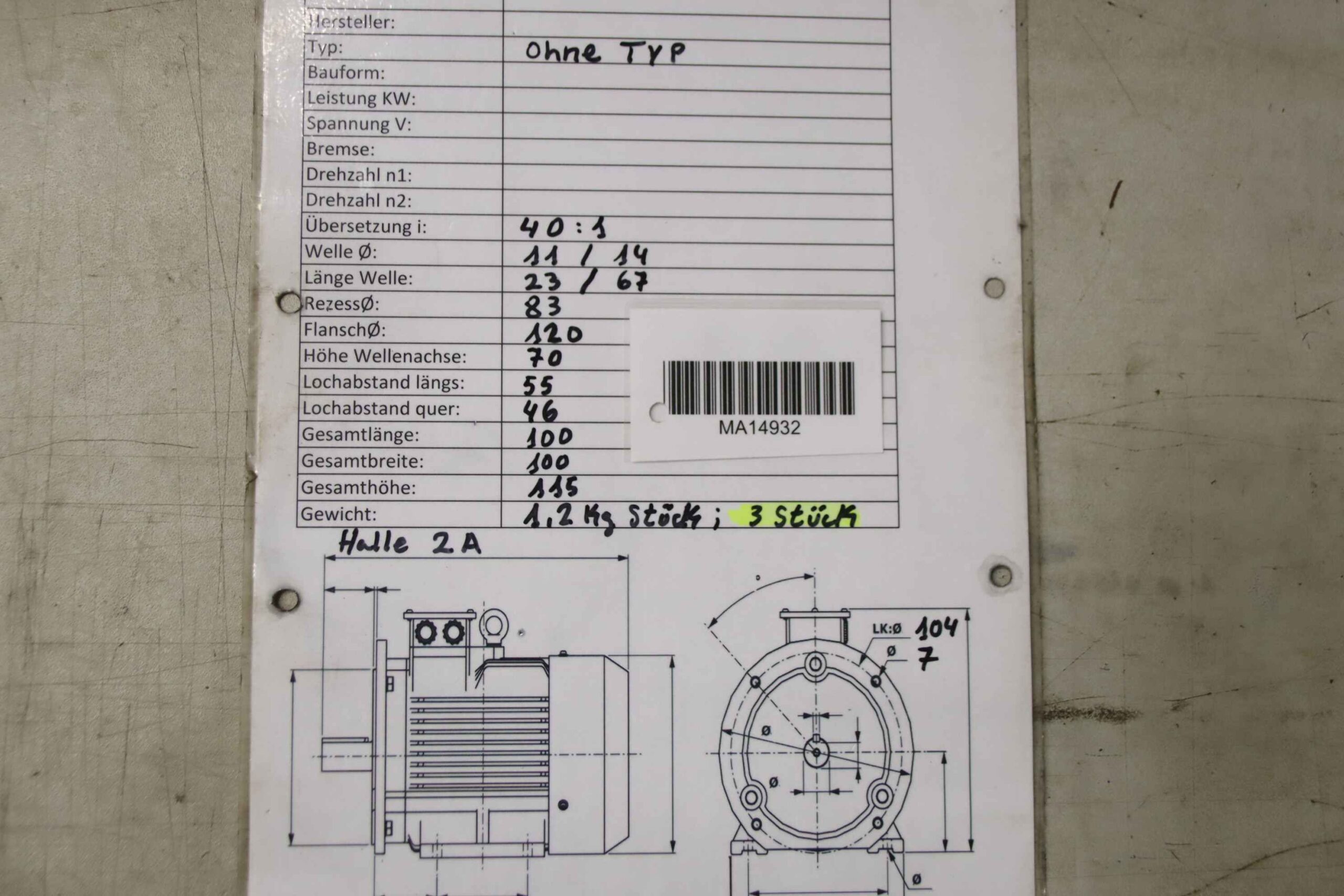 Getriebe 40:1 von unbekannt - 100/100/H115 mm – Bild 8