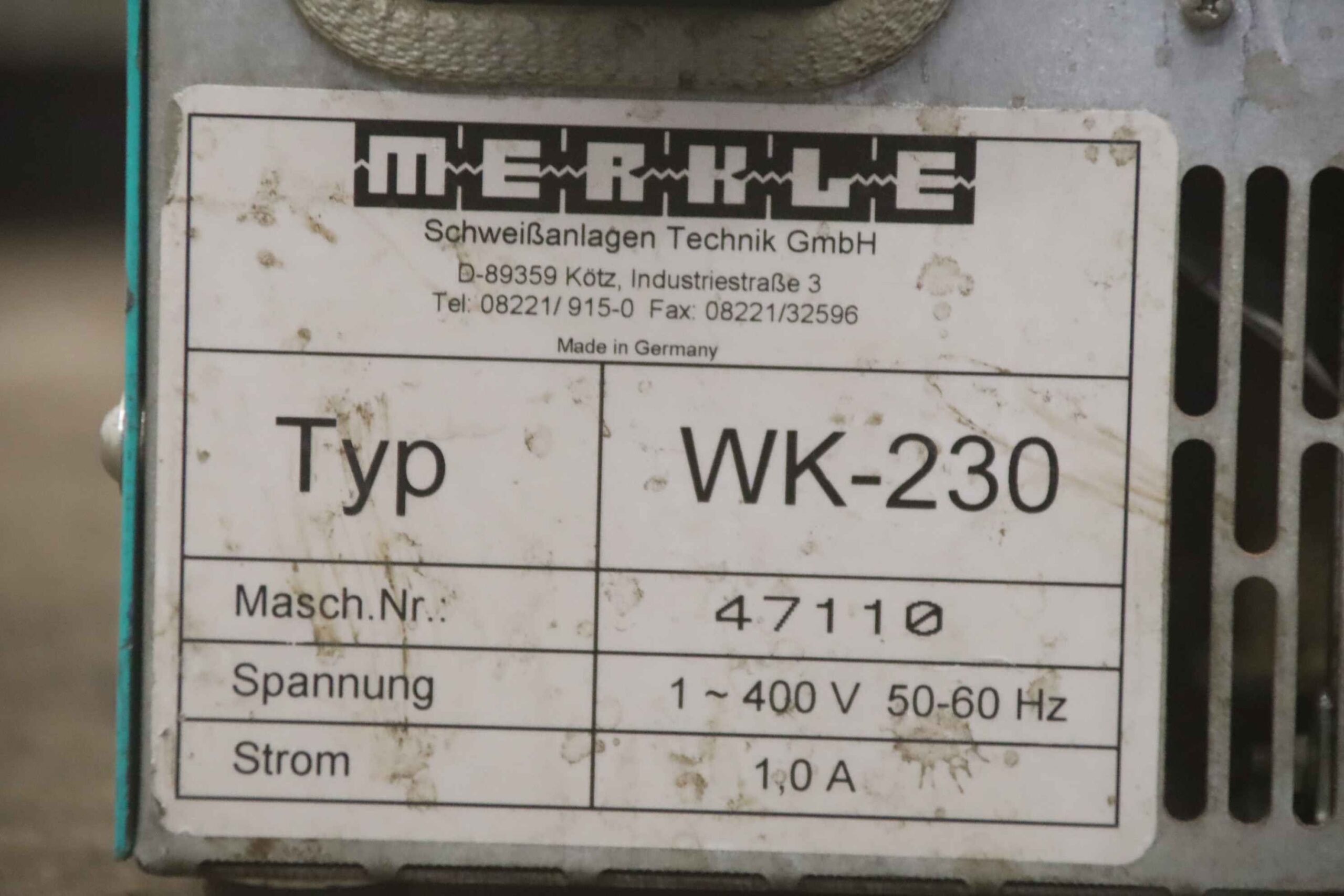WIG Schweissgerät 240 A von Merkle - TIG 240 DC WK 230 – Bild 15
